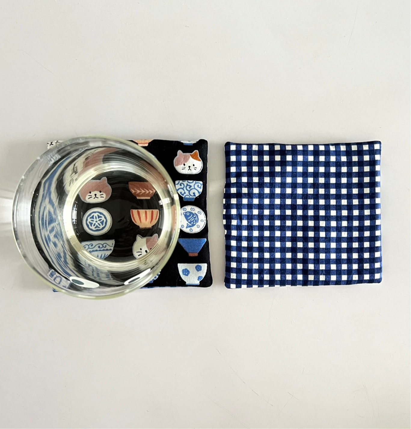 Japanese Cup Bowl Cat Fabric Coaster | Coaster
