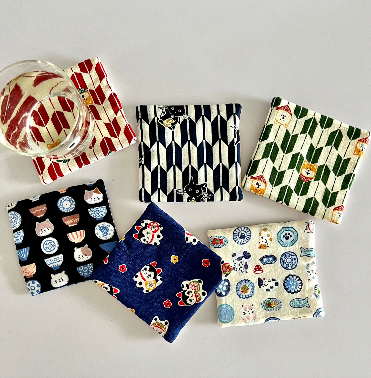 Black Fortune Cat Fabric Coaster | Coaster