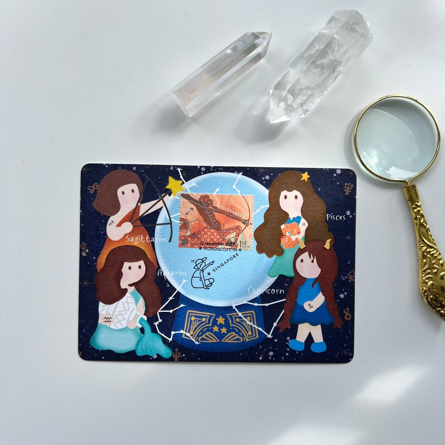 Horoscope Sagittarius Capricorn Aquarius Pisces | Postcard / Maxicard