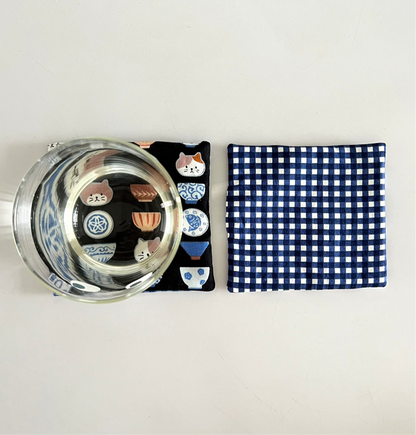 Japanese Cup Bowl Cat Fabric Coaster | Coaster