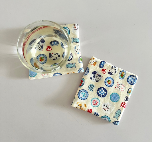 Japanese Motif Homeware Cat Fabric Coaster | Coaster