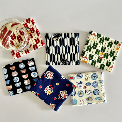 Japanese Motif Homeware Cat Fabric Coaster | Coaster