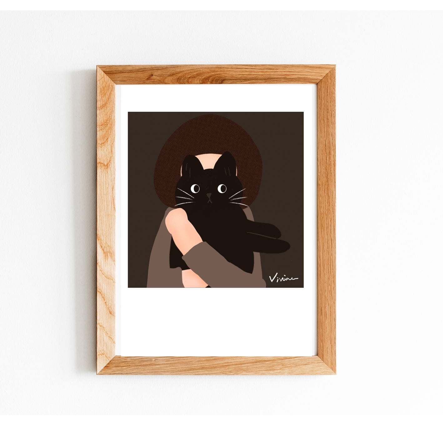 Reluctant Bonding Time Black Cat | Art Print