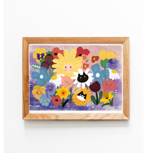 Blooming Flower Cats | Art Print