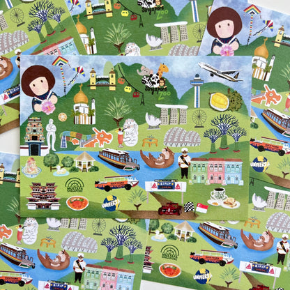 Singapore Icon Landmark Map | Postcard