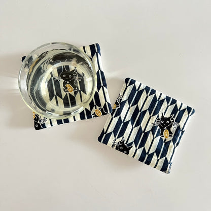 Black Fortune Cat Fabric Coaster | Coaster