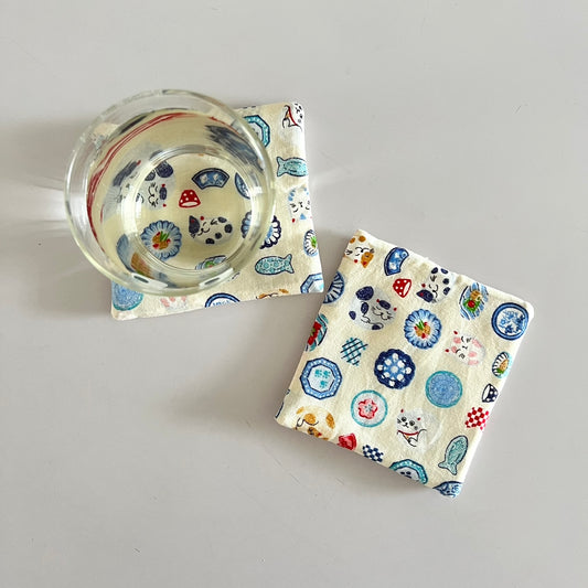 Japanese Motif Homeware Cat Fabric Coaster | Coaster
