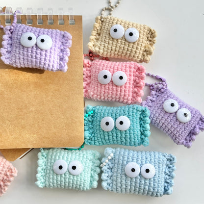 Mini Notepad with Crochet Candy Bag Charm / Key Chain