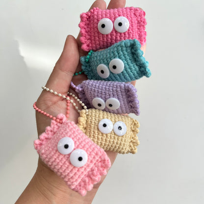 Mini Notepad with Crochet Candy Bag Charm / Key Chain