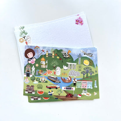 Singapore Icon Landmark Map | Postcard